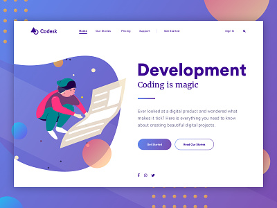Landing page concept - User Experience bright characters colorful galaxy gradient illustration landing space stars ui universe user interface ux vector visual design web