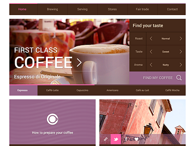 Flatpad Coffee PSD buttons coffee design espresso flat interface psd template user