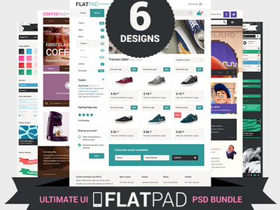 FlatPad Special Offer image ui mockup psd thumbs video ribbons navigation menu buttons design flat mightydeals