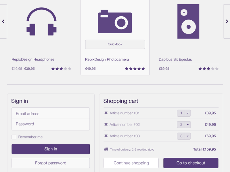 Bootstrap Shop WIP online store commerce bootstrap psd freebie mockup shop rating form