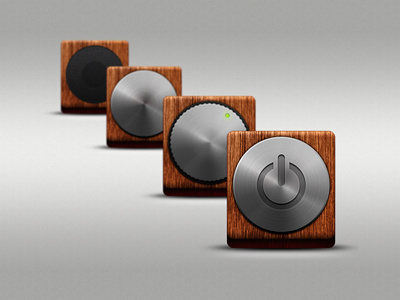 PSD Freebie: Wooden icons with knobs and buttons design elements free icons knobs psd speaker wooden