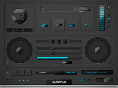 Darkpad final button dark darkpad interface noise slider speaker textures ui user