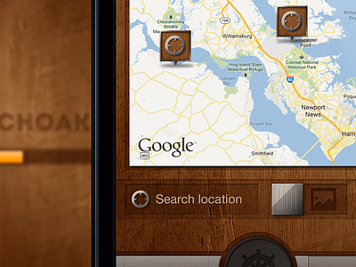 Touchoak Detail dashboard design elements frame google iphone iphone5 location map maps marker oak retina search textured ui user interface wood wooden