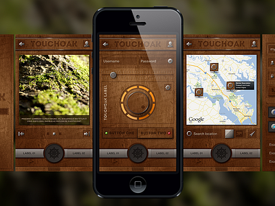 Touchoak Final dashboard design elements icon iphone5 knob retina textured ui user interface wood wooden