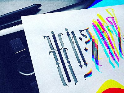 Glitch letters calligraphy font lettering ligature parallelpen russia type typography