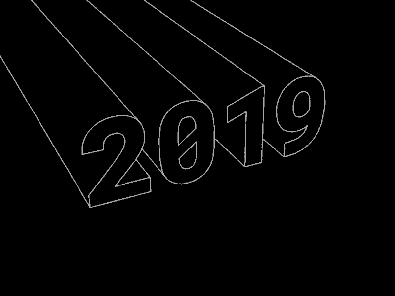 2019 numbers twist design animation kinetic motion art typography newyear