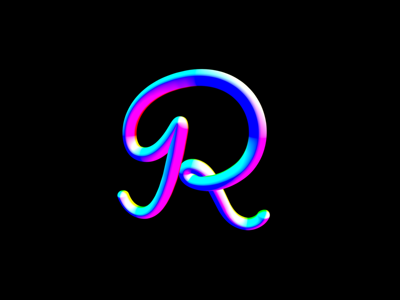 360 Days of Type - R dispersion c4d typogaphy type vector calligraphy script lettering