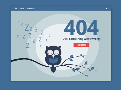 404 Page - #dailyui 404 page blue dailyui illustration owl