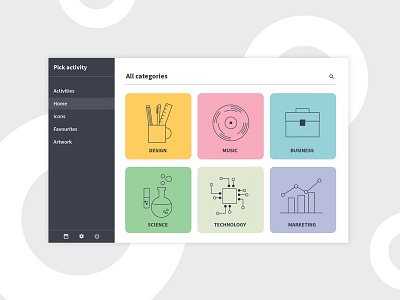 Dashboard categories dailyui dashboard desktop app flat icons user interface design
