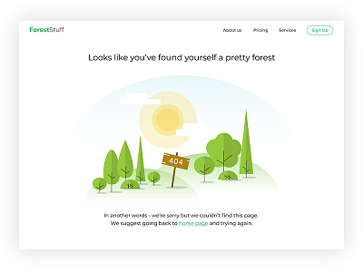 Forest 404 page 404 page forest illustration landscape tree ui user interface design web design