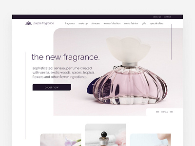 Perfume web shop - Home screen homepage image slider perfume ui user interface design web shop