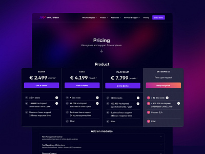 Vaultspeed pricing branding conversion design experience design pricing pricing page saas saas website typography ui ux visual design