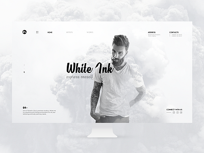 White Ink Tattoo Studio concept design desktop layout minimal minimalism simple ui ux web website