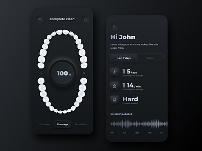 Skeuomorph Philips Sonicare Redesign app application design minimal minimalism philips sonicare redesign skeuomorph app ui ux