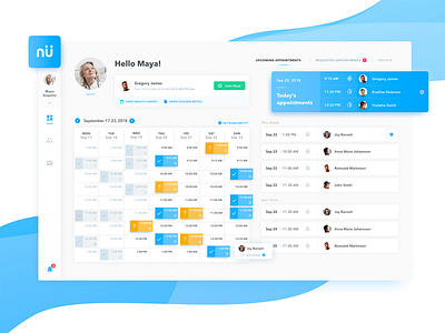 Nutrimedy - Telehealth Platform application calendar dashboard data management desktop desktop application management panel platform tiles user experience user interface