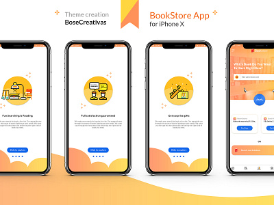 Bookstore Screens Display app concept app design app screens creative theme icon design ui elements uidesign