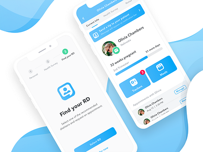 Nutrimedy Mobile App app blue cards dashboard dietitian flat food gradient icon minimalism mobile mobile app nutrition onboarding simple tiles ui ux ux design vector