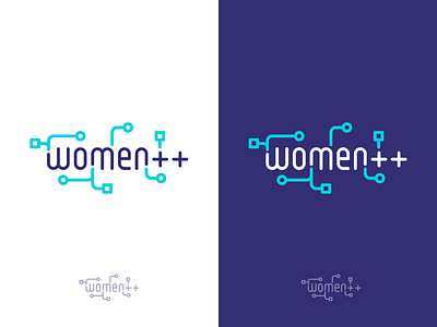 Women++ Logo ai blockchail board circuit code develop flat font icon logo logotype symbol typo typography women