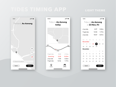 Tides timing app concept. Light theme app concept concept app design ios minimal simple sketch ui ux ux ui design