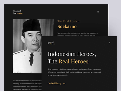 Our Leader - Special Shot on Indonesian Heroes' Day after effects animation clean dark dark ui elegant homepage inspiration landing page landing page design micro interaction minimal minimalist simple trend ui uiux ux web design website