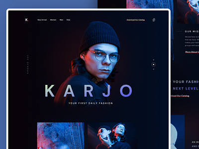 KARJO - Fashion Style Landing Page cinematic web clean colorful dark elegant fashion app fashion web homepage inspiration interaction landing page light minimal minimalist moodboard simple ui user interface web design website