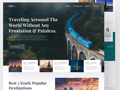 YRE - Travel Agency Landing Page clean elegant holiday website homepage inspiration landing page layouts light minimal minimalist simple travel agency travel app travel homepage travel website traveling traveling website user interface web design website