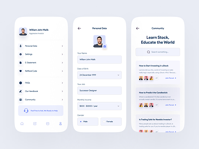 uStock - Profile & Community app clean community design elegant forum inspiration ios light minimal minimalist profile profile setting simple simple app trend ui user experience user interface ux