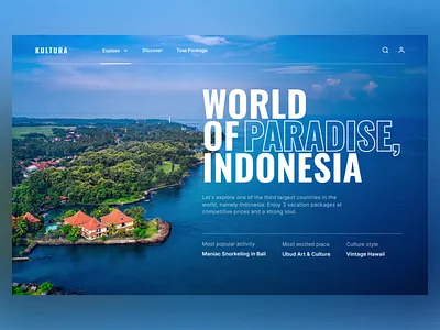 Kultura - Travel Agency Website (Indonesia) adventure agency booking app destination header homepage hotel app landing page travel travel agency travel app travel booking travel landing page travelling trip vacation web design website