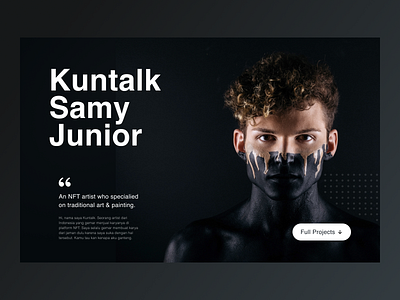 Kuntalk - NFT Artist Portfolio art artist blockchain crypto crypto wallet dark design eth freelancer landing page layout minimalist nft nft marketplace portfolio simple typography ui web design website