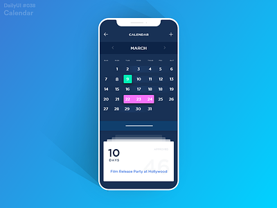 DailyUI Challenge #038 - Calendar calendar cards category date filter icons ios material menu swipe todo ux