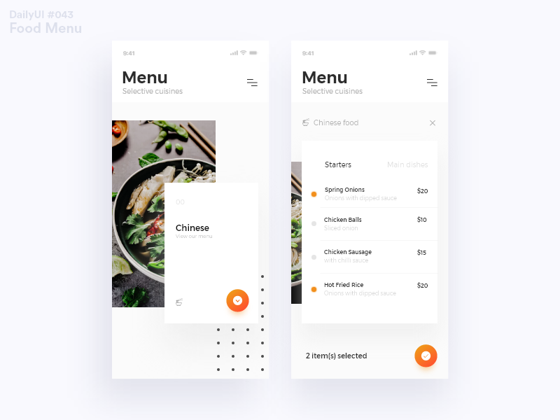DailyUI Challenge #043 - Food Menu 04 ux ui dailyui menu interface food clean branding app