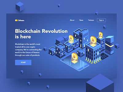 Blockchain Landing Page app branding design flat illustration ui ux vector web website