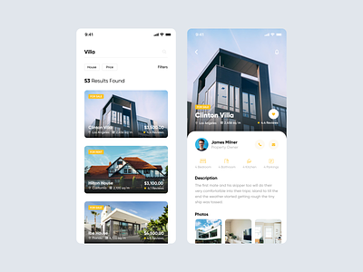 Search - Real Estate App app clean concept design fireartstudio interface ios minimal mobile modern real estate realestate type typography ui ux yellow