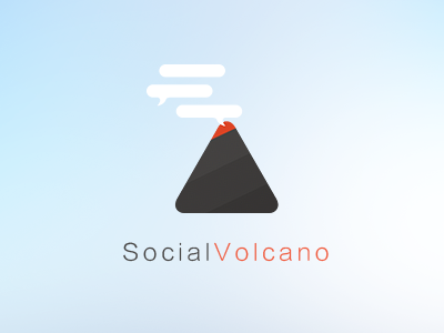 SocialVolcano bubble idea logo minimal simple social speech volcano