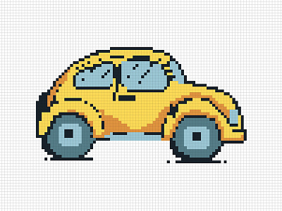 Yellow Car Pixel car colour comic experience game logo pixel retro ui ux yellow