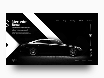 Mercedes Benz CLK500 UI/UX animation app art black white branding clean design flat illustration logo mercedes parallax photography typography ui ux vector web website