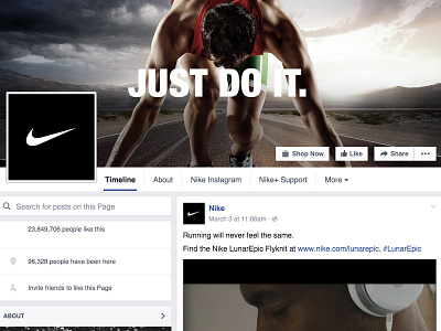 Nike art design art direction facebook instagram just do it nike social social media sports web design