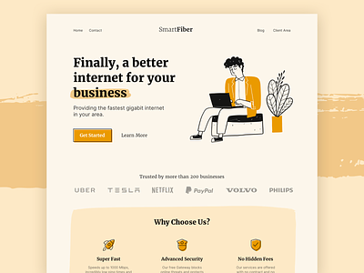 SmartFiber - Landing Page Concept brands business cta design fiber illustration internet marketing marketing site offer web design website