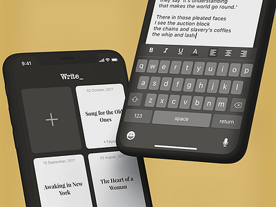 Write - Main Screen / Writing app app design flat free ios 11 iphone login sketch text ui ux writing app interface