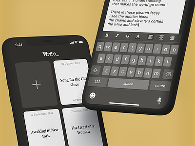 Write - Main Screen / Writing app app design flat free ios 11 iphone login sketch text ui ux writing app interface
