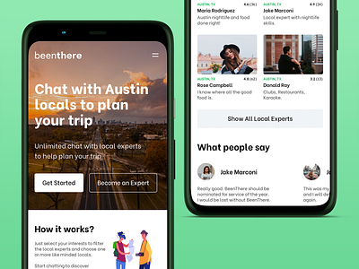 Redesign of BeenThere - Travel Planning App app app design experts landing page marketing site responsive responsive design sketch travel web design website