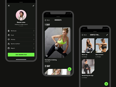 Fitness Trainer App | Workouts app exercise fitness fitness app gym icons mobile app design mobile ui mvp ronas it running sport strength trainer ui ux workout