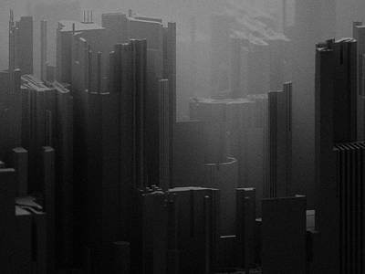 Futuristic city 3d architecture black and white design voxel voxel art voxelart