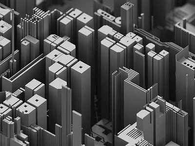 Random city of blocks 3d architecture art black and white dark design voxel voxel art