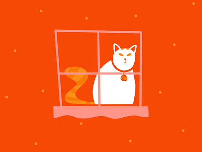 The displeased feline, Caine cat cats character design flat design illustration minimalist modernist procreate retro vector window