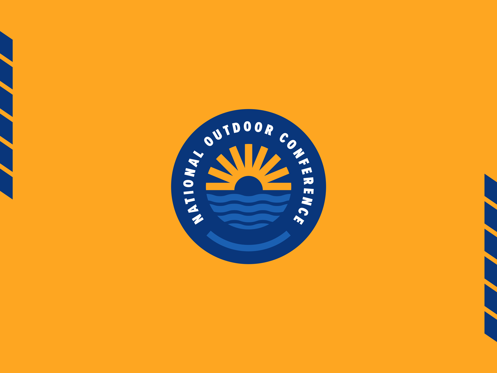 National Outdoor Conference adventure badge blue boy scouts brand identity branding branding design circle design graphic design illustration lockup logo minimal outdoor sun thick lines water waves