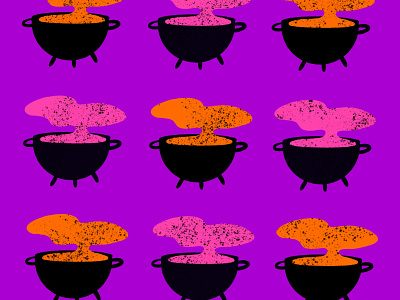A Witchy Brew bold brew cauldron colorful halloween icon illustration magic minimal neon orange pop pot purple smoke vector witch