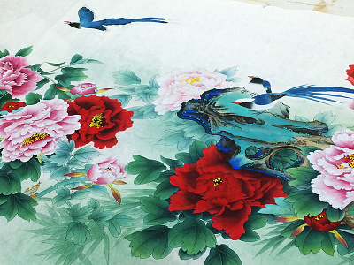 Flower Bird Fine Brushwork chinese painting