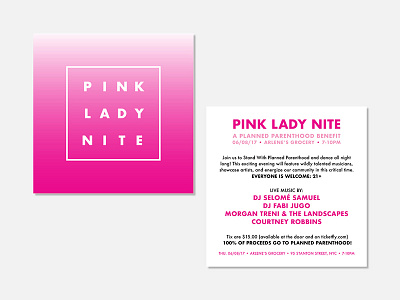 Postcard – Pink Lady Nite branding event branding gradient graphic design logo logo design millennial pink ombre postcard design print design typography visual identity