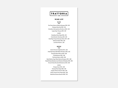 Wine List – Trattoria 141